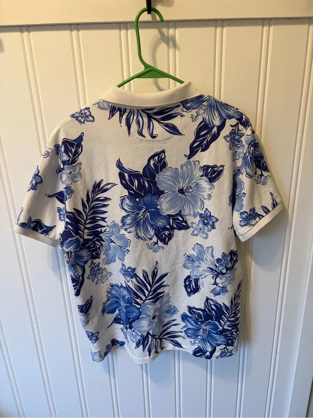 Polo Ralph Lauren Custom Slim Fit Floral Polo Shirt Men's XL Blue White Hibiscus